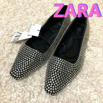 ZARA 새상품 택 포함 스톤 장식 블랙 플랫슈즈