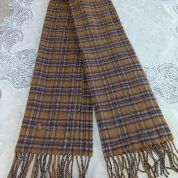 아쿠아 스큐텀 머플러 체크 무늬 캐시미어 소재 브라운