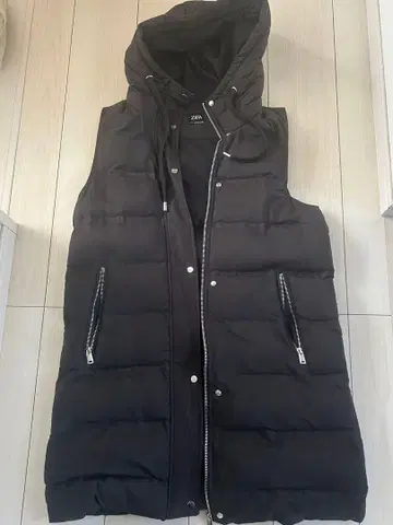 ZARA 블랙 롱 다운 베스트 XS