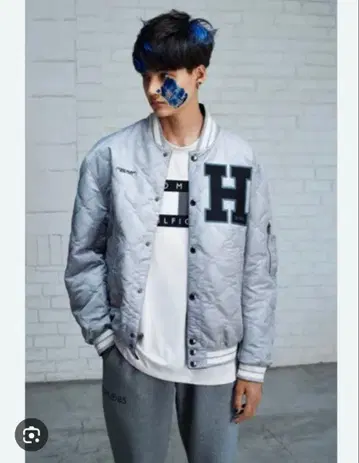 타미힐피거 퀼팅 자켓 그레이 바시티 자켓 리버서블