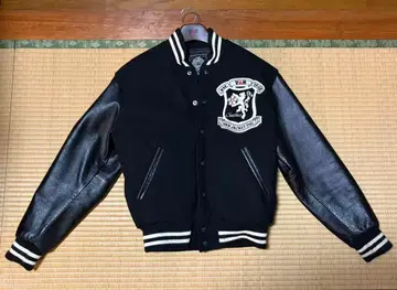 VAN 바시티 자켓 블랙 가죽