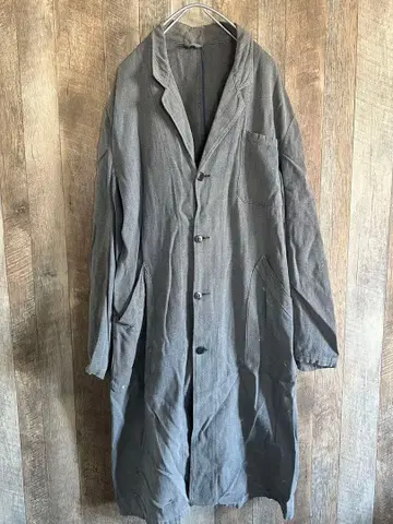 '50s EURO VINTAGE 블랙 샴브레이 아틀리에 코트