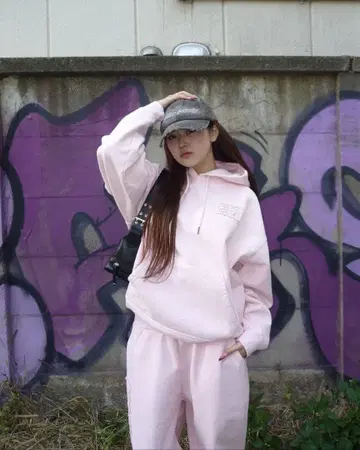 cm 핑크 후드 부착 후드티