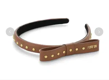 FUR FUR 스터드 리본 머리띠 브라운