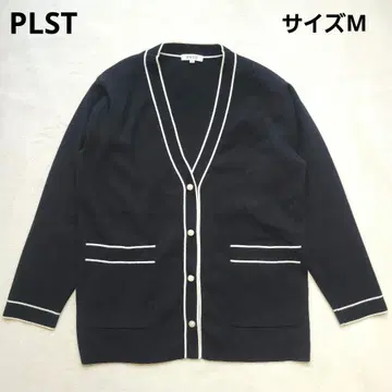 [ PLST ] 펄 버튼 V넥 가디건 블랙 M