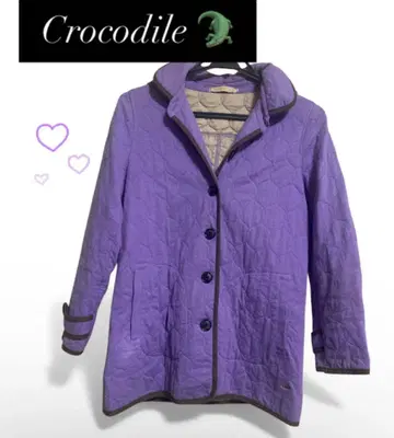 [ 새상품급 ] Crocodile 보라색 퀼팅 자켓 후드 부착