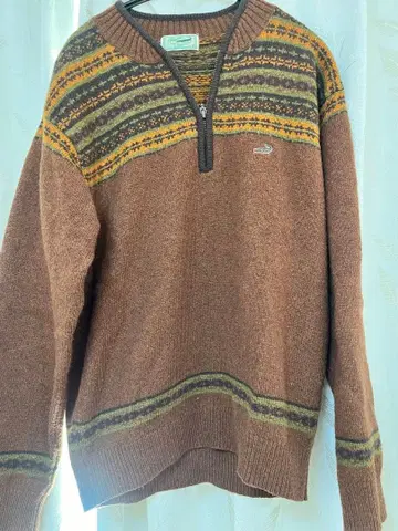 Lacoste 브라운 니트 스웨터 집업