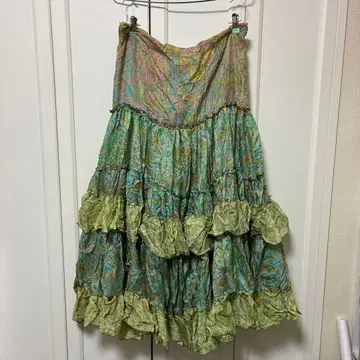 빈티지 꽃무늬 티어드 플레어 롱 스커트 원피스 플레어