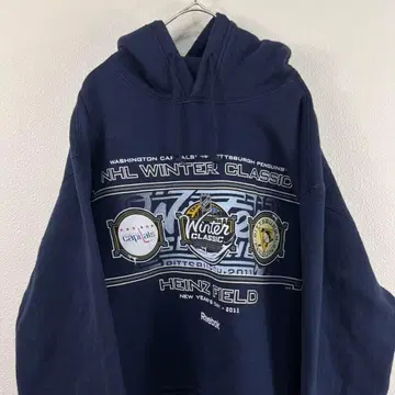USA 구제 의류 00s y2k 리복 Reebok NHL 후드티 네이비