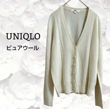 유니클로 [ UNIQLO ] 가디건 퓨어 울 V넥 [ S ] 아이보리