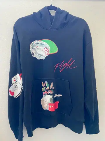 조던 플라이트 블랙 후드티 L