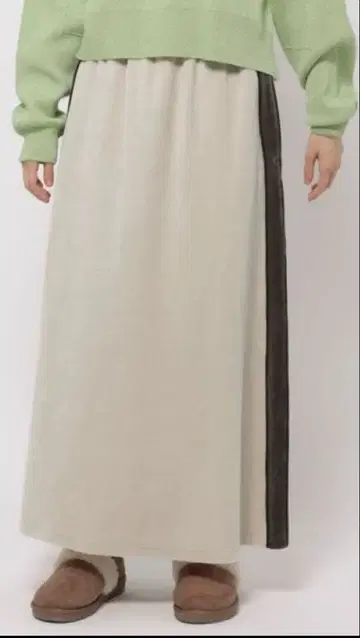 niko and - 니코앤드 사이드 라인 벨로아 플레어 스커트 아이보리