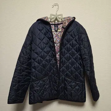 네이비 퀼팅 자켓 후드 부착