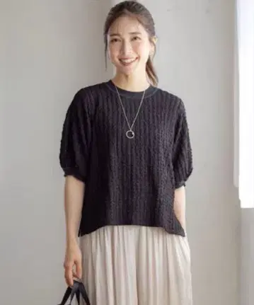 [ 쿠미쿄쿠 L ] 레이스 저지 니트 라이크 티셔츠