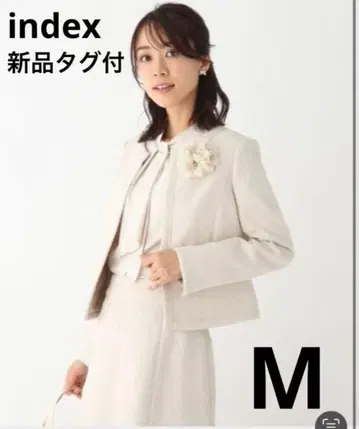 택 포함 새상품 index 트위드 노카라 자켓 세레모니 M