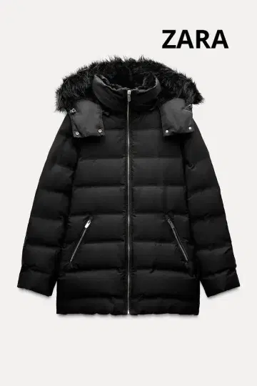 ZARA 자라 세미롱 기장 후드 부착 다운 자켓 M 사이즈 블랙 9호