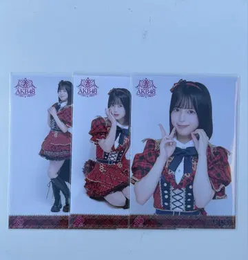 카와무라 유이 AKB48 빨간색 체크 의상 브로마이드 3종 컴프 무도관