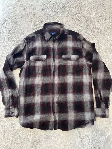 george 옴브레 섀도우 플란넬 셔츠 그레이 빨간색 체크 L 펜들턴