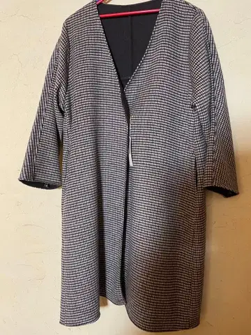 체크 무늬 롱 코트 빅 사이즈