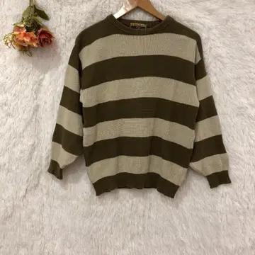 스파지오 뉴스 니트 스웨터 보더 상의 [ F ] 일본제 면 100%