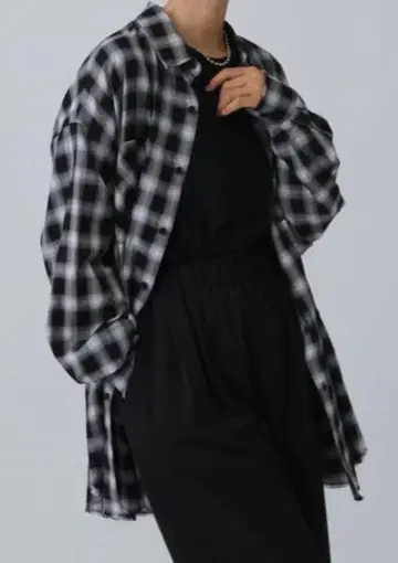 렙심 프린지 체크 튜닉 셔츠