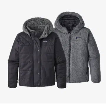 파타고니아 블랙 그레이 플리스 자켓 보아 자켓 리버서블