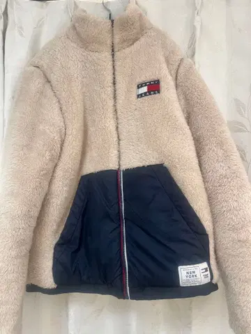 Tommy Hilfiger 플리스 자켓 베이지 네이비 리버서블