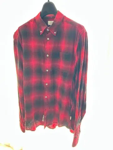 울리치 빨간색과 검은색 체크 무늬 플란넬 셔츠