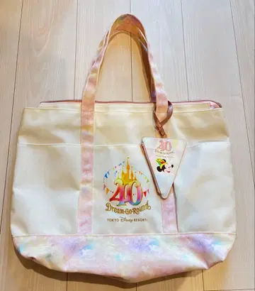 [ 새상품, 미사용 ] 디즈니랜드 40주년 드림 고 라운드 토트백