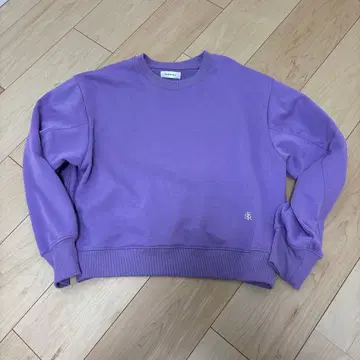 퍼플 크루넥 크롭 맨투맨