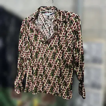 LAWTON 기하학 패턴 긴팔 셔츠 M