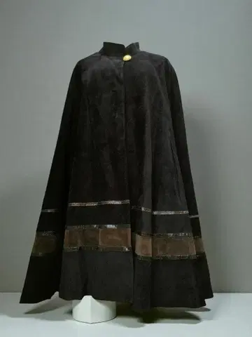 레트로 구제 의류 스웨이드 블랙 망토 판초 SNATTY