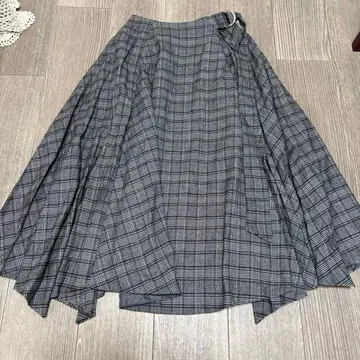 SNIIDEL 글렌체크 롱 플레어 스커트