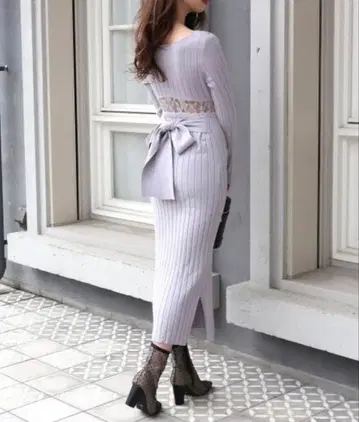 ROYAL PARTY [ 허리 레이스 리브 타이트 원피스 ]