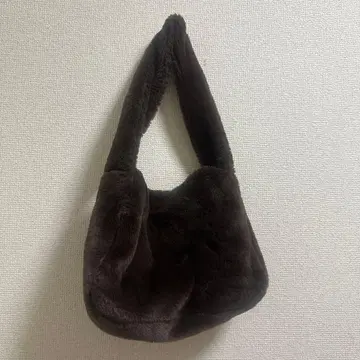 브라운 퍼 토트백