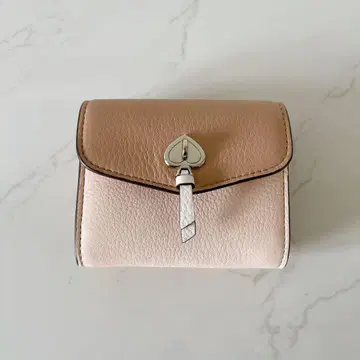 케이트 스페이드 미니 지갑 동전 지갑 컴팩트 지갑 핑크 베이지