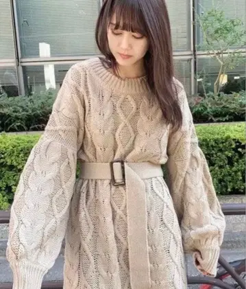 니트 원피스 양산형 브라운