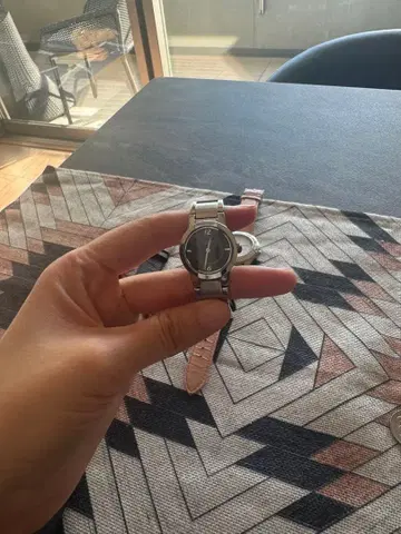 카시오 손목시계 아날로그 여성용 블랙 실버