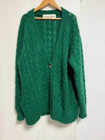신존 케이블 짜임 가디건 그린