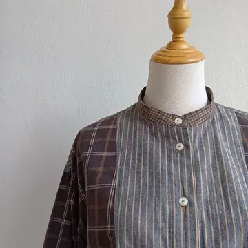 N.B. 코튼 하우스 아야 올 패턴 셔츠 체크 보더 스트라이프 일본제