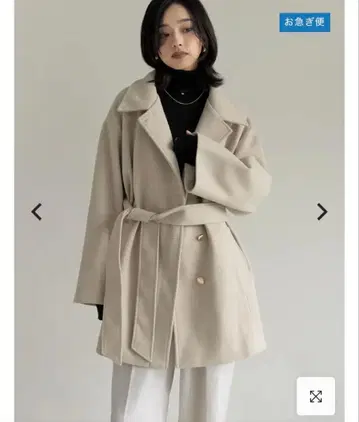 리디 멀티 웨이 페이크 울 판초풍 골드 버튼 미들 코트