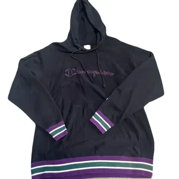 챔피온 후드 부착 맨투맨 블랙