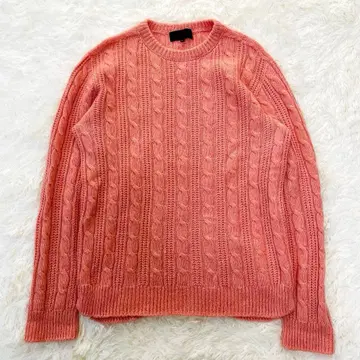 언타이틀 UNTITLED 케이블 짜임 니트 살몬 핑크 긴팔 L