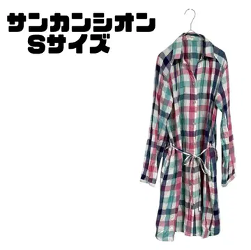 체크 셔츠 원피스 멀티 컬러 벨트 포함 S 사이즈