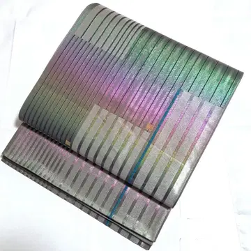 A 기모노 편안함 기하학 패턴 금실 육통 순수 실크 포멀한 후쿠로 오비