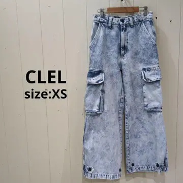 클레이 CLEL 밀리터리 플레어 카고 팬츠 XS 케미컬 워시