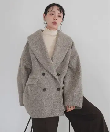 LIAN 숄카라 컬 샤기 코트