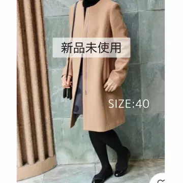 [ 미사용 새상품 ] IENA 멜톤 노카라 코트 카멜 베이지 40