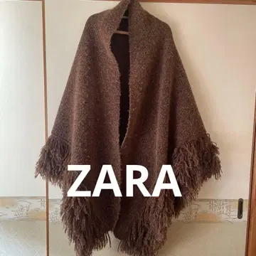 ZARA 프린지 장식 대형 브라운 스톨