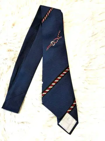 [새상품급] 도미니크 프랑스 네이비 실크 넥타이 로프 자수